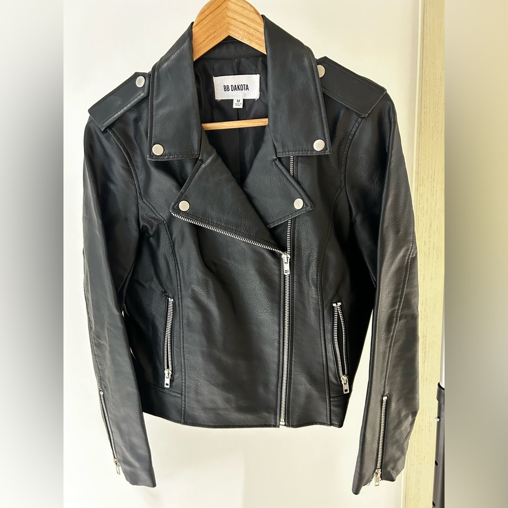Black Leather Jacket - Size Medium